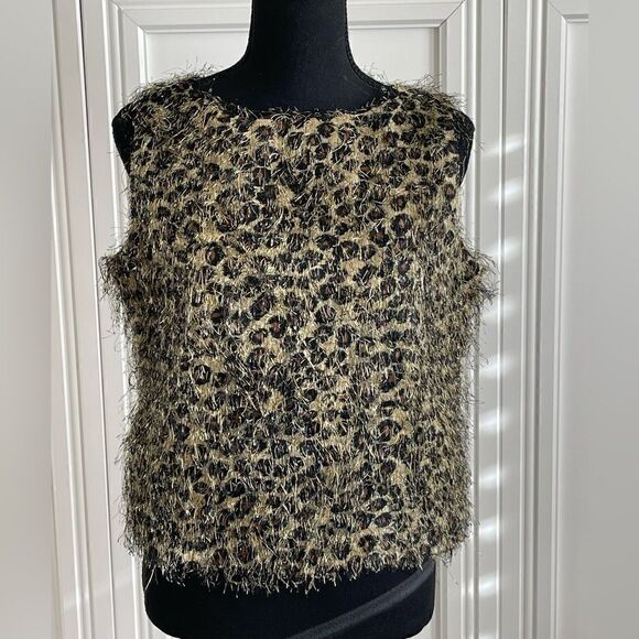 R&K Evening leopard print fringe top size medium‎ - Picture 1 of 6
